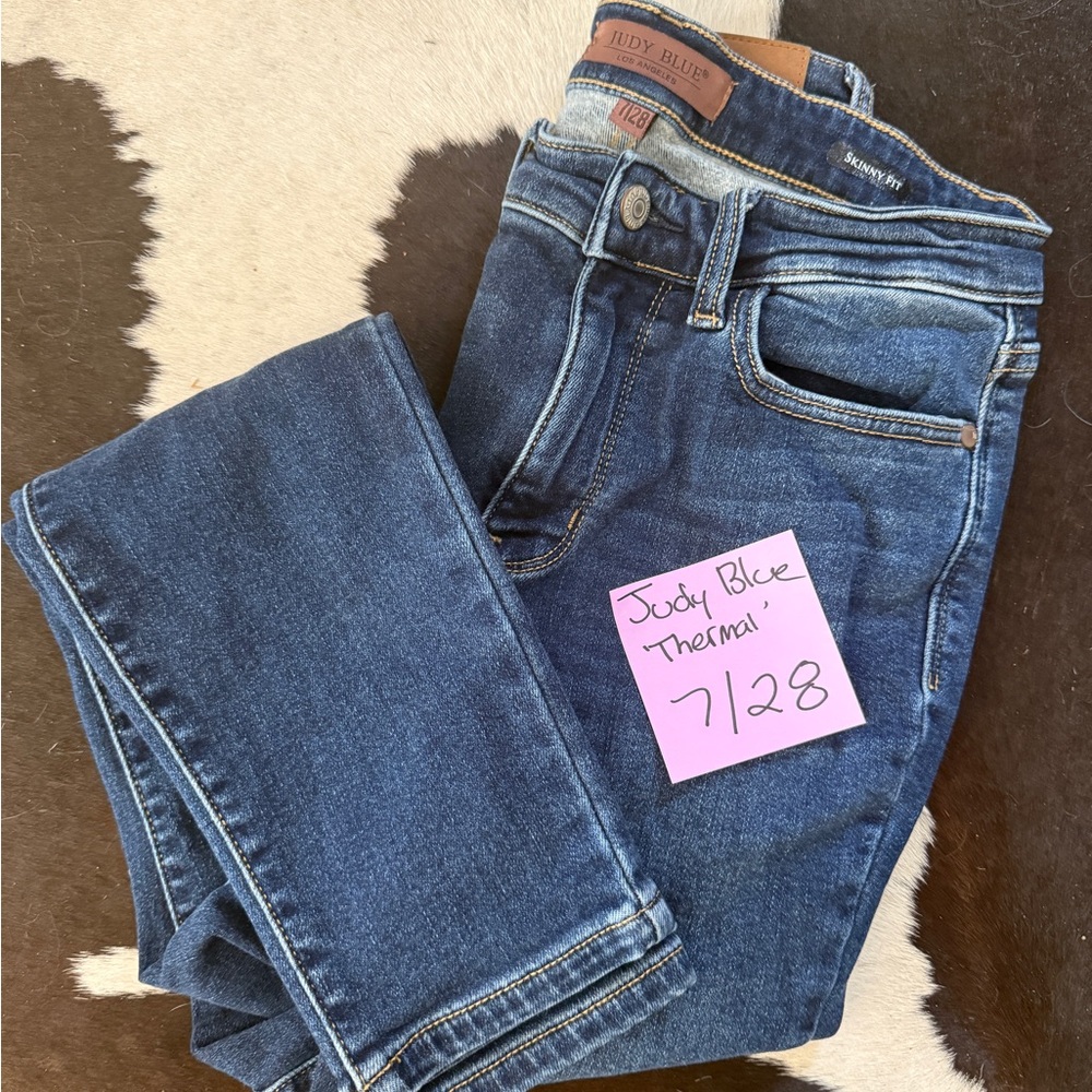Judy Blue Medium Dark Blue Thermal Skinny Jeans